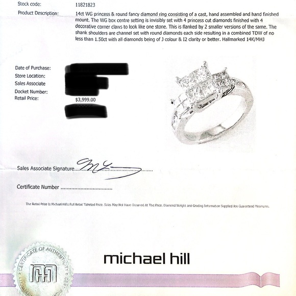 Diamond Engagement Ring (Size 8) Princess Cut White Gold Michael Hill - Picture 7 of 7